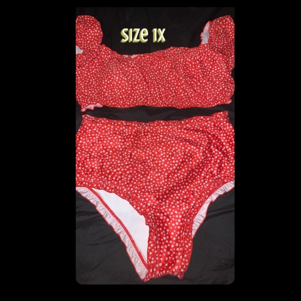 SHEIN 1X Red and White floral bikini